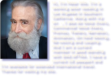﷯Hi, I'm Peter Xifo. I'm a working actor residing in Los Angeles in Southern California. Along with my on , I also do Voice Overs, Commercial Voice Overs, Promos, Trailers, Narration, Animation, On-hold Voicing, Re-voicing and Looping. And I am a current member in good standing with SAG-AFTRA. I have a current US passport and I'm available for extended international travel. Thanks for visiting my site. 